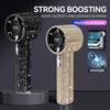 Rhinestone Handheld Fan with Digital Display Turbo High Speed Portable Mini Fan Quiet