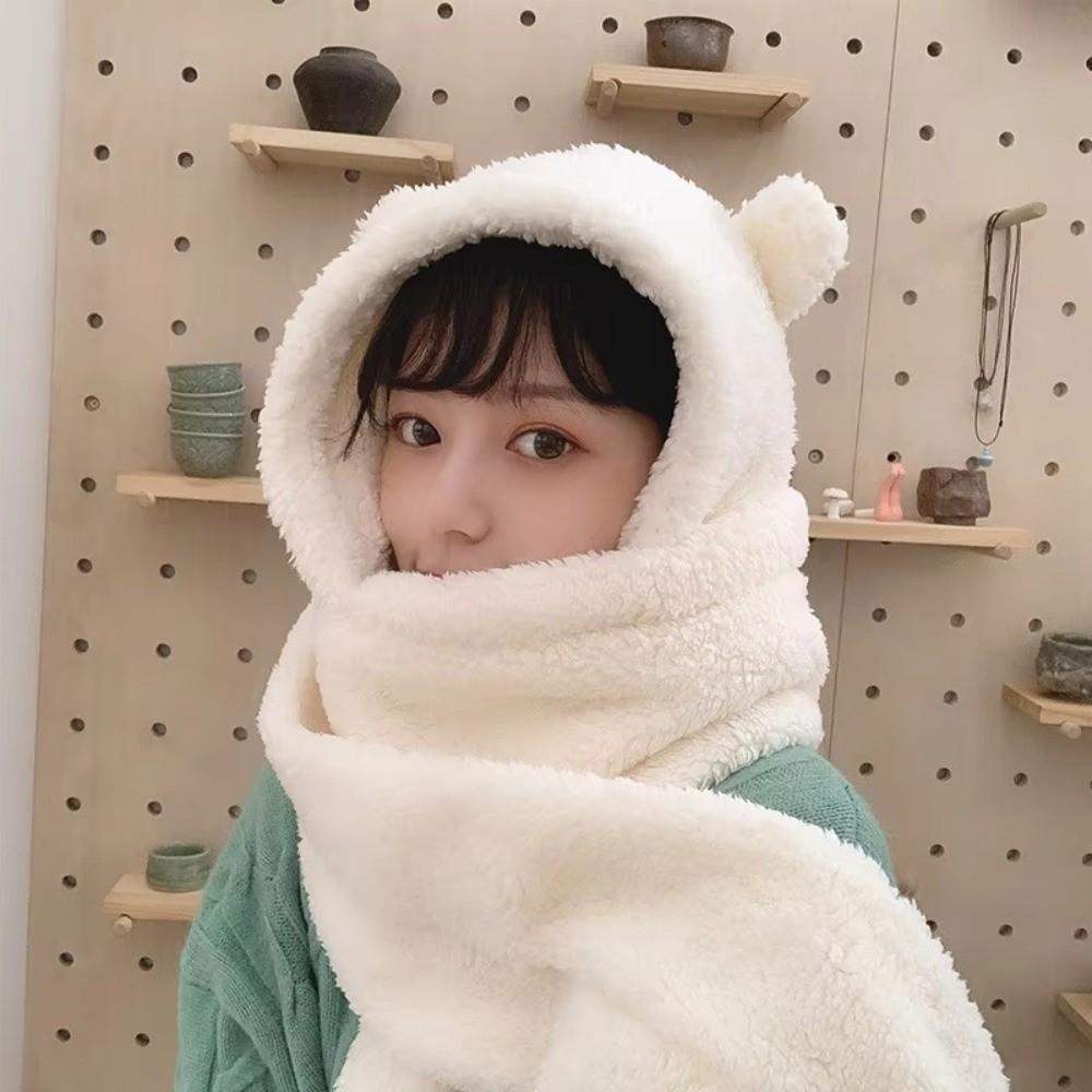 Thick Plush Hat Scarf Gloves Set Cold Resistant Winter Accessories Set Bear Hat Set  Winter Gift