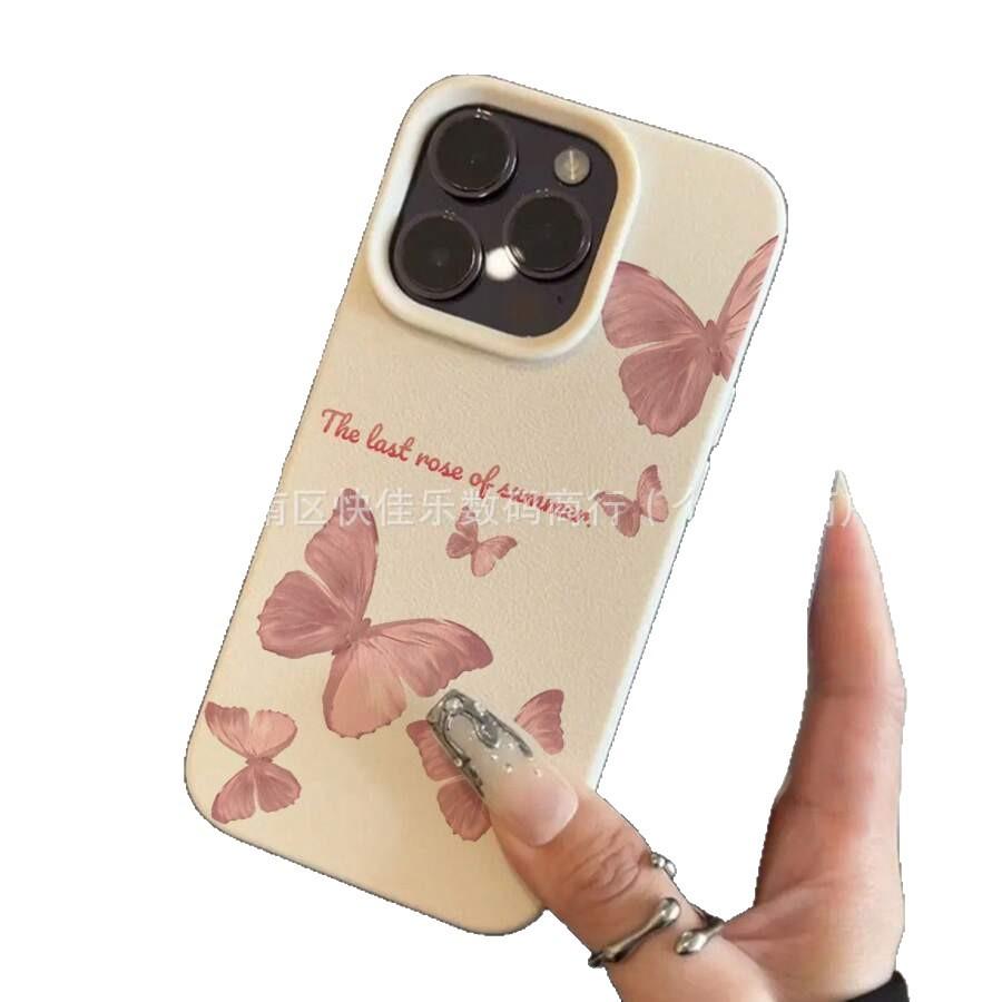INS нишевый розовый бабочка подходит для чехла на телефон iPhone 15 14, iPhone 13/12 Pro Max женский 11, красивый 17