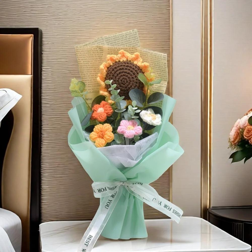 Handmade Sunflower Daisy Bouquet Eternal Flower Valentine's Day Gift Crochet Bouquet Wedding Guest