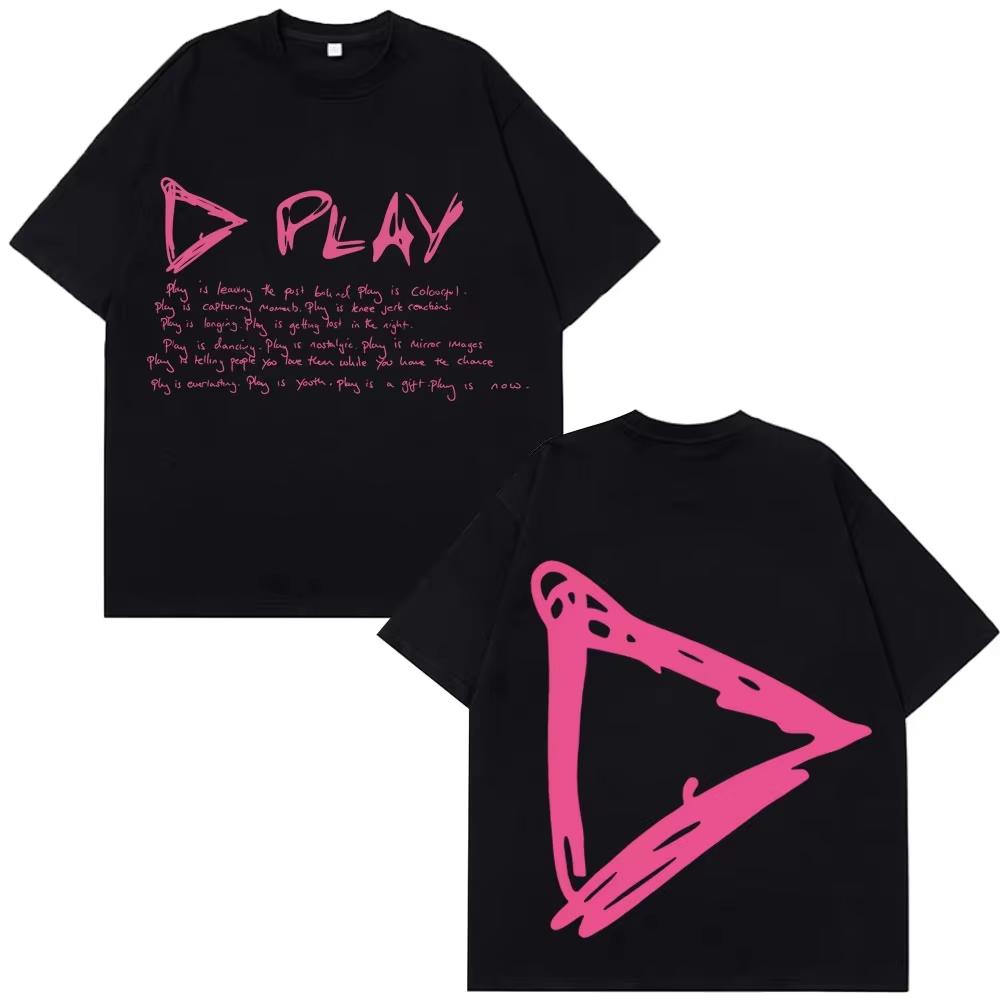 Эд Ширан Play Tour Новая мужская футболка Стильный Харадзюку Уличный стиль Свободный крой Повседневная Подходит для пар Стритвир Топ
