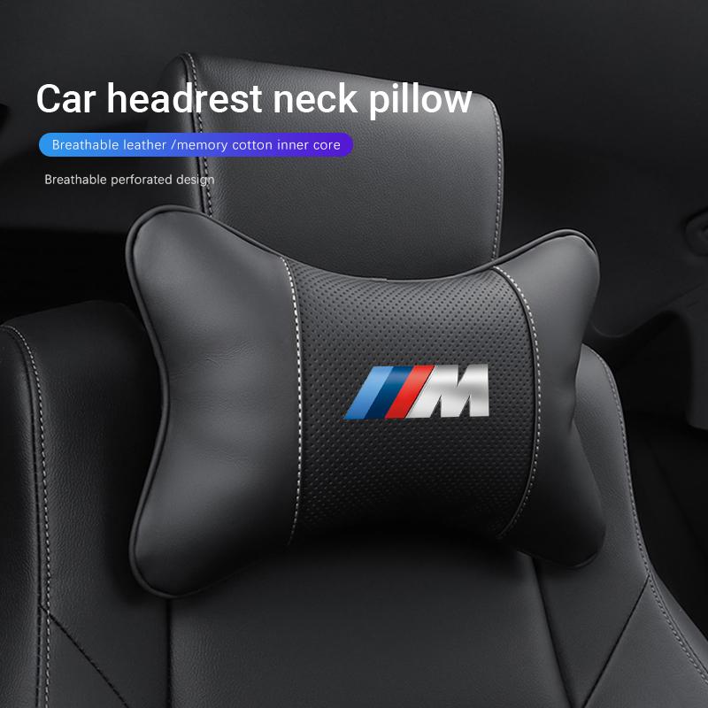 Car Headrest M-emblem Neck Pillow Auto Accessories For BMW E46 E90 E60 F30 F10 E39 E36 F20 G20 G30 E92 E87 E91 X5 E70 F11 E30 X3 BA8