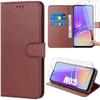 Case - Samsung - Galaxy A05 - Shockproof - Brown Leather - Card Holder + 2 Tempered Glass