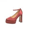 Fashion 2025 Spring Thick Heel Women Mary Jane Shoes Fashion Ankle Strap Ladies Elegant Wedding Party Pumps