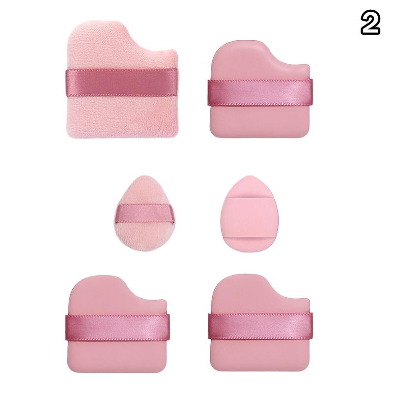 6 шт./набор Розовые пуховки Мини-пуховки для пальцев Пуховки для пудры Консилер Румяна Сухой и влажный макияж Мягкий, приятный для кожи Флок Аэропуховка