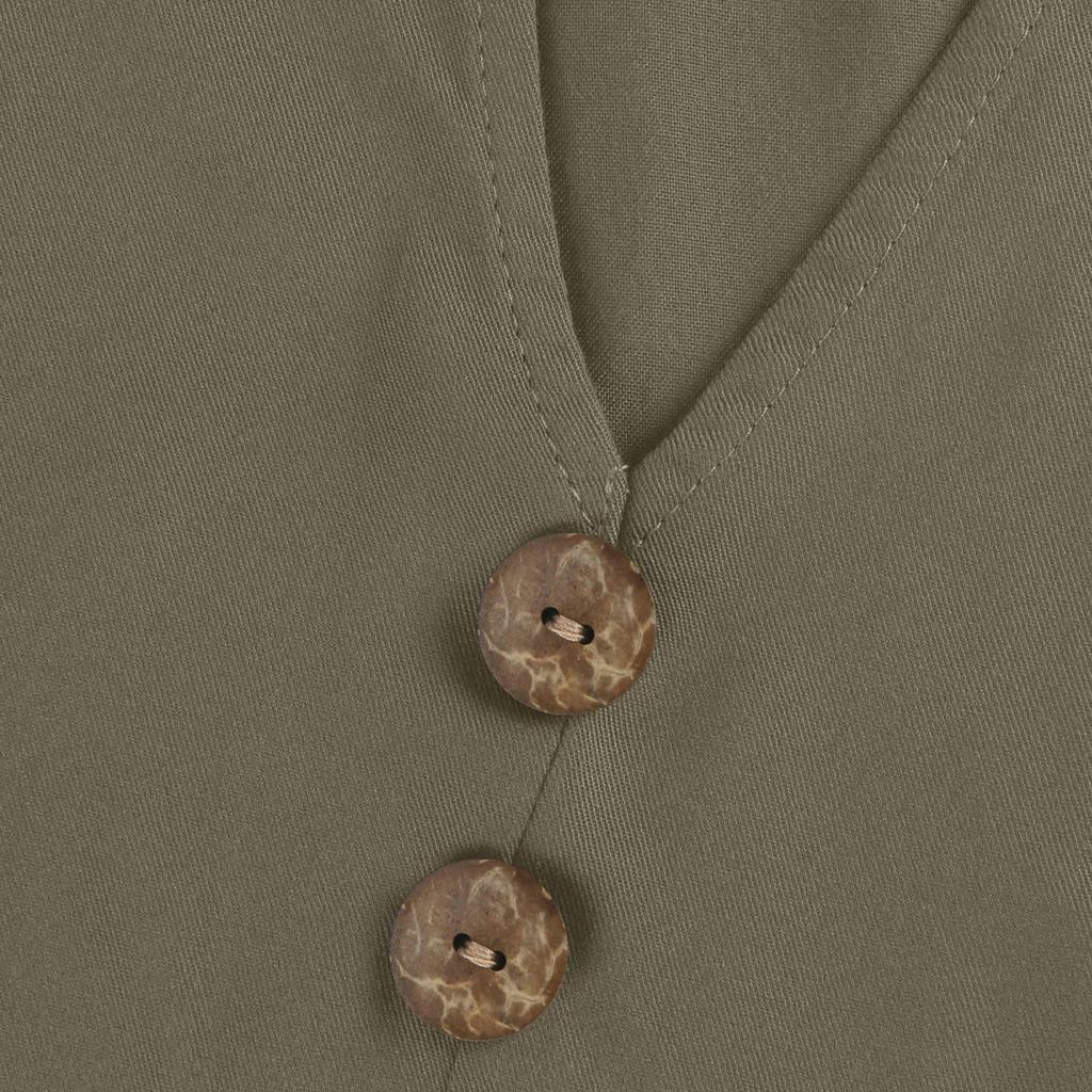 Women's Fashion Sleeveless Pleated Loose V-Neck Mid-Length Solid Colour Dresses