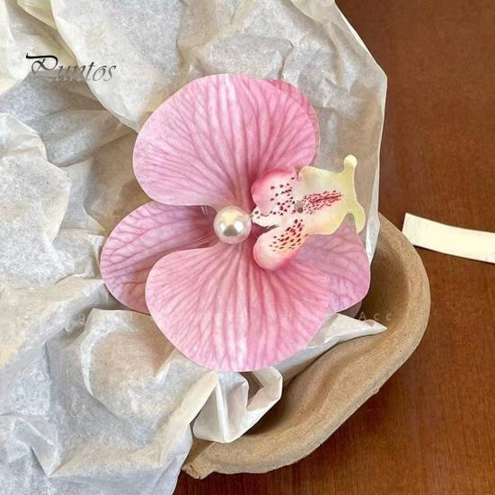 Искусственная заколка для волос в виде орхидеи-мотылька, богемный гавайский искусственный жемчуг, имитация цветка, зажим для волос в виде утконоса, заколка для волос, женские аксессуары для волос, головной убор