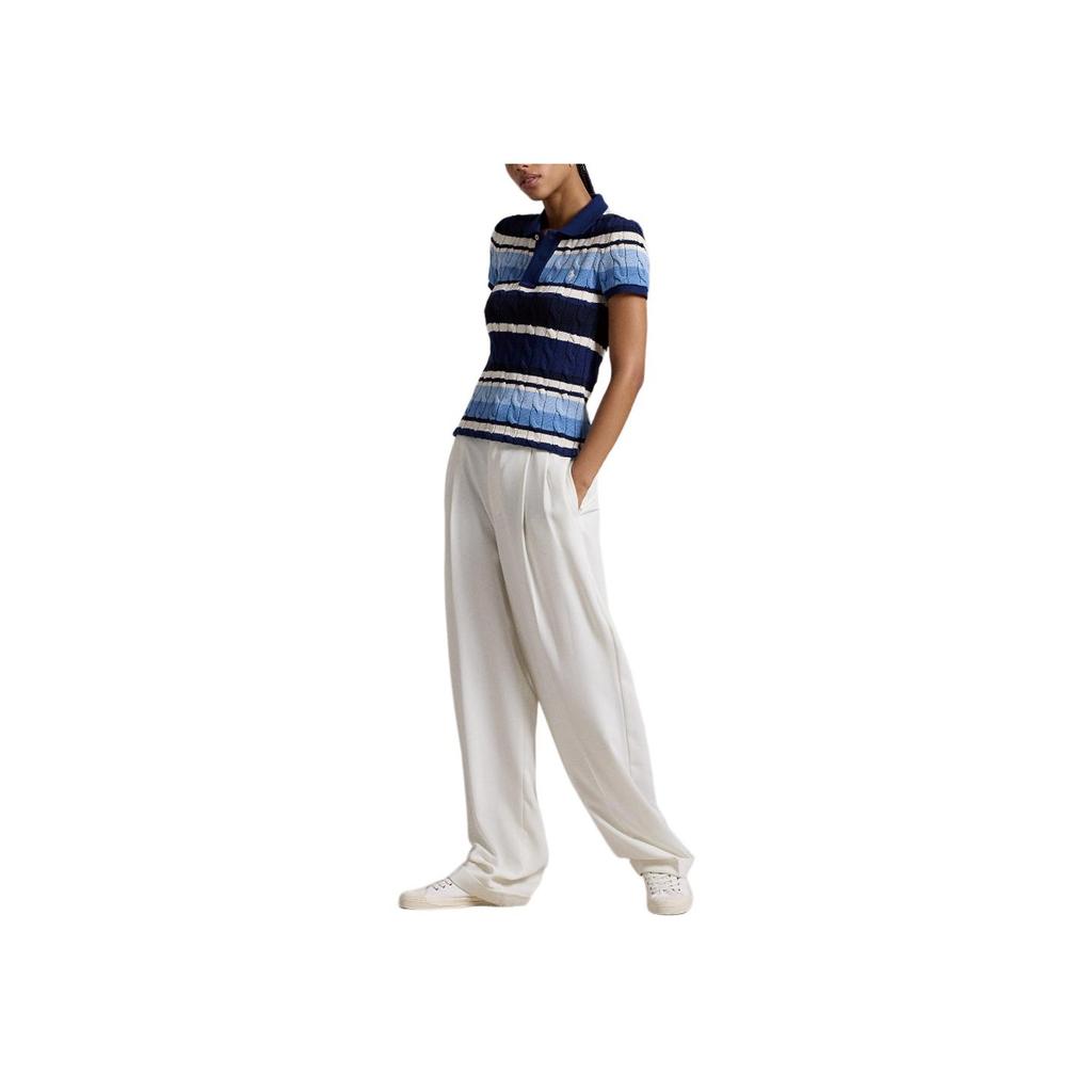 Polo Ralph Lauren Slim Fit Поло в полоску с пуговицами и коротким рукавом Женские топы Синий WMPOKNINB920187-999