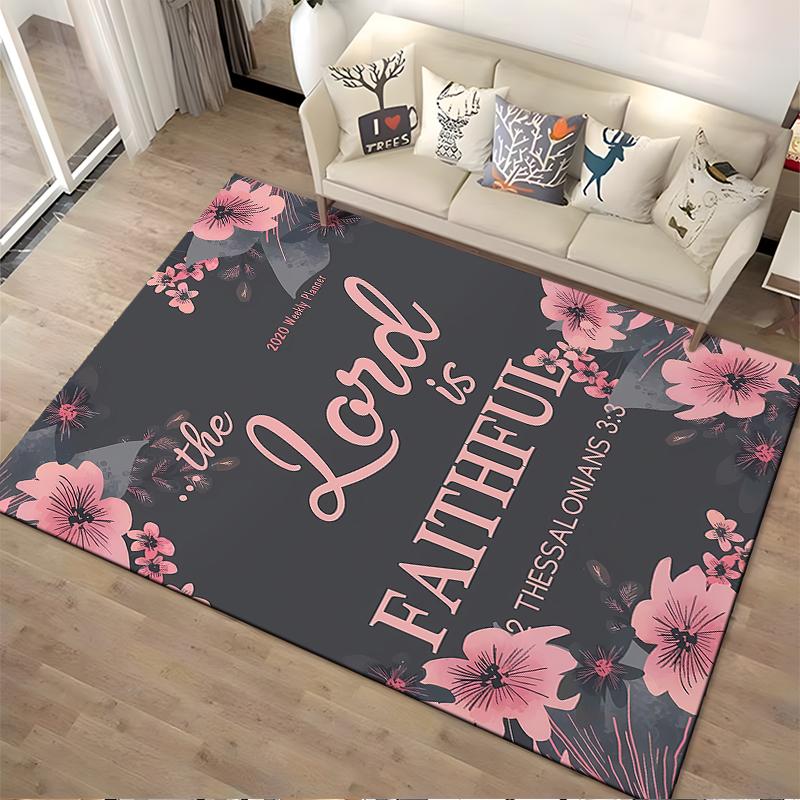 Floral Faithful Design Non-slip Rug Suitable for Living Room and Bedroom Sofas