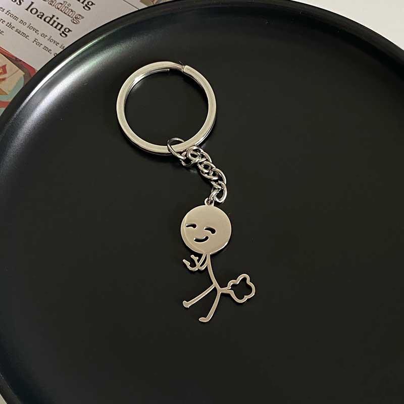 Забавный брелок для ключей Stickman для пары, симпатичная личность, забавная школьная сумка для школьников, кулон для подруги, подарок на день рождения