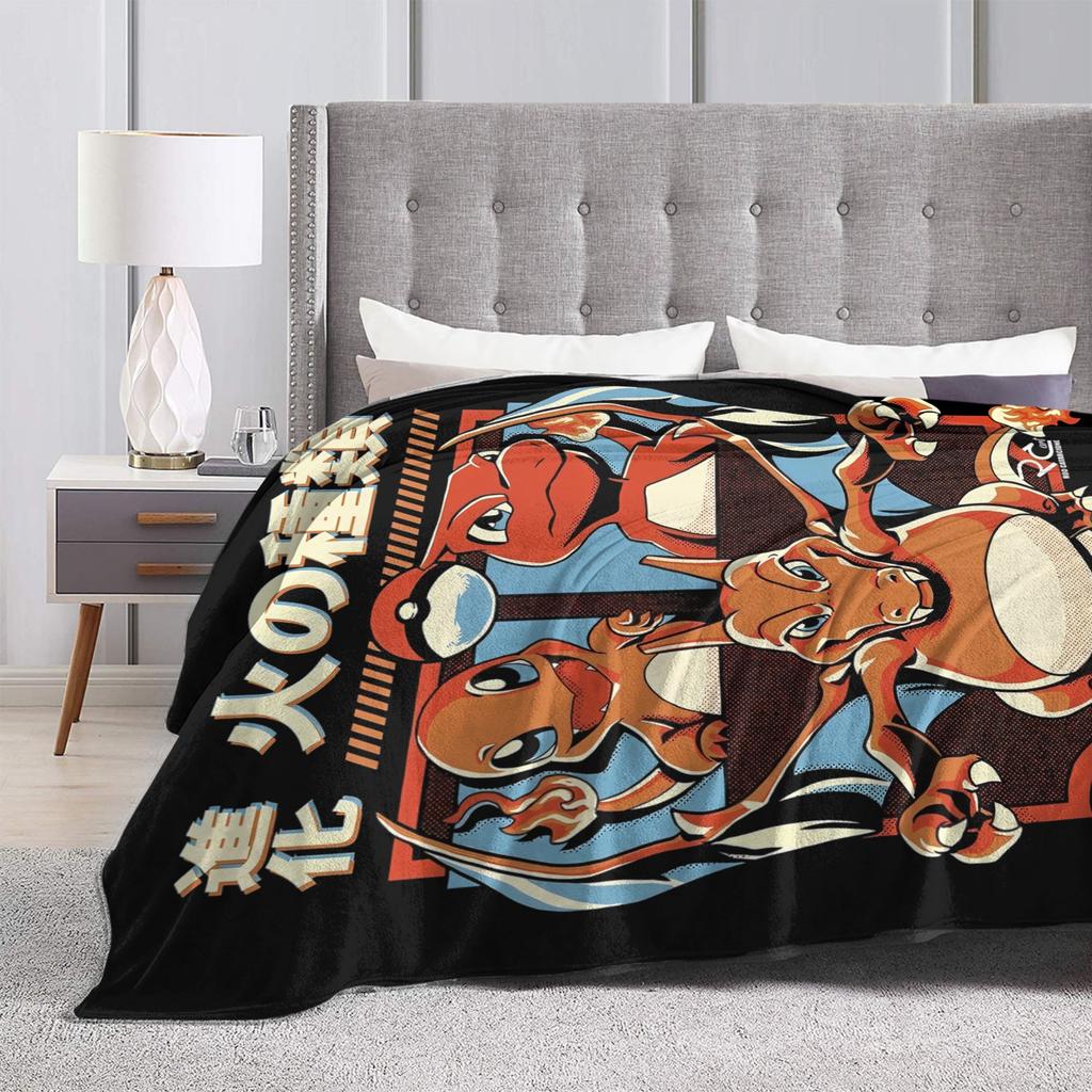 Pokemoned  Coral Fleece Plush Throw Blankets Charmander Charmeleon Charizard Blanket for Bedding Couch Warm Plush Thin Quilt,
