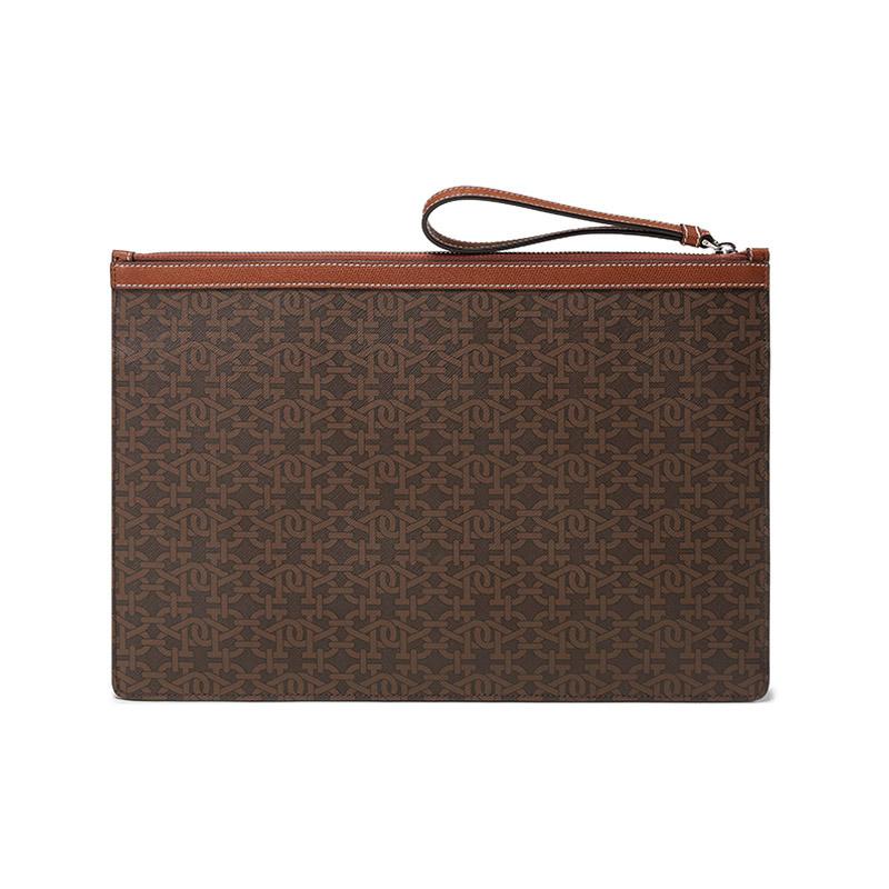 Bally Монограмма Логотип Цветные Блоки Винтажная Кожаная Сумка-Клатч Мужские Кошельки Коричневый 6300393