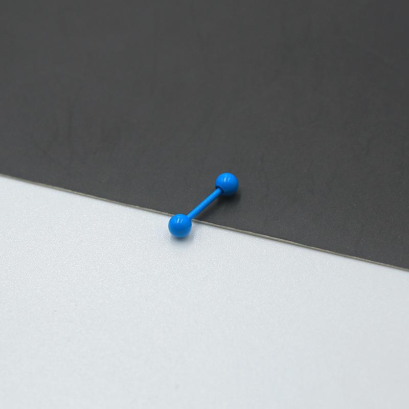 2Pcs Round Ball Dumbbell Fluorescent Titanium Steel Stud Ear Bone Stud Double Ball Thread Stud Ear