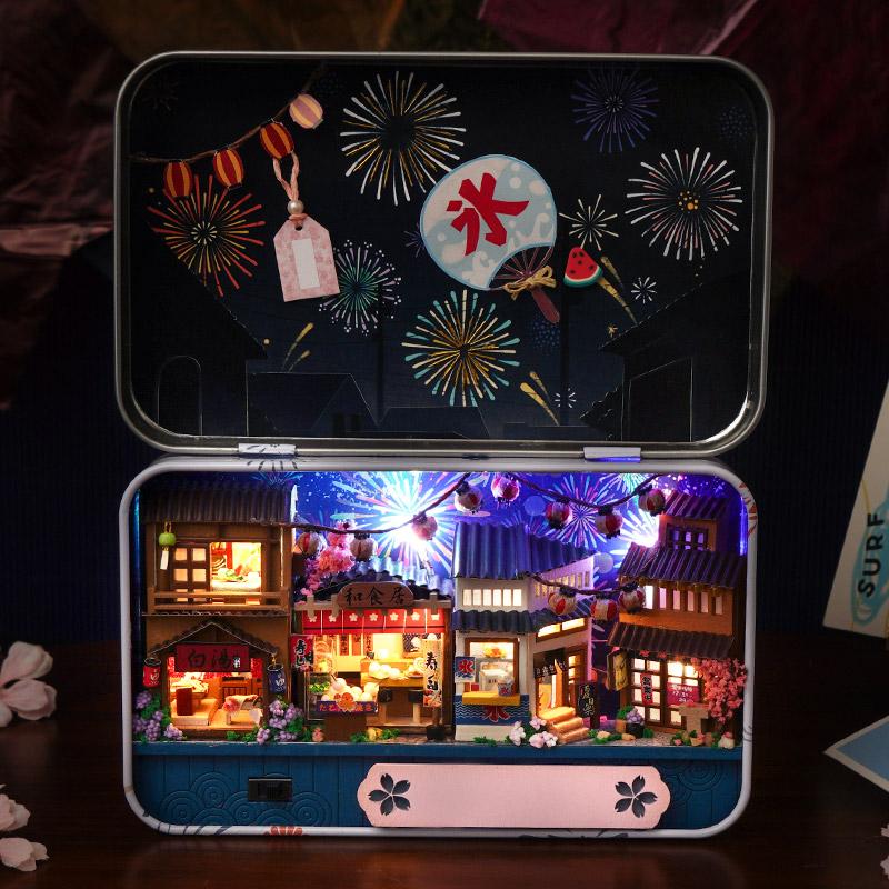 CUTEBEE Japanese Box Theatre Diy Dollhouse Kit Furniture Miniature Doll House Lighting Toys For Children Couple Birthday Gift