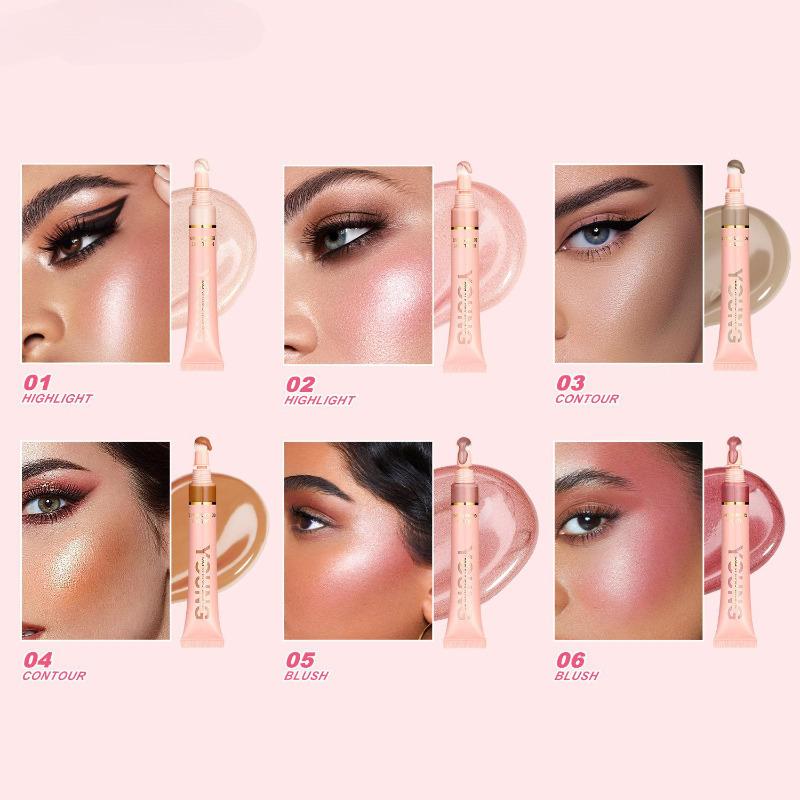Liquid Cushion Blush Highlighting Stick Перламутровые жидкие румяна, удобные в использовании и переноске