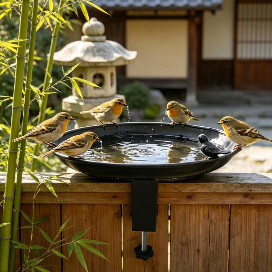 Металлическая съемная купальня и кормушка для птиц для сада 2-в-1 Уличная поилка и кормушка Устойчивая к ржавчине Настенное крепление без сверления Поилка для птиц