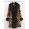 Winter Leopard Print Fur Coat with Large Fur Collar