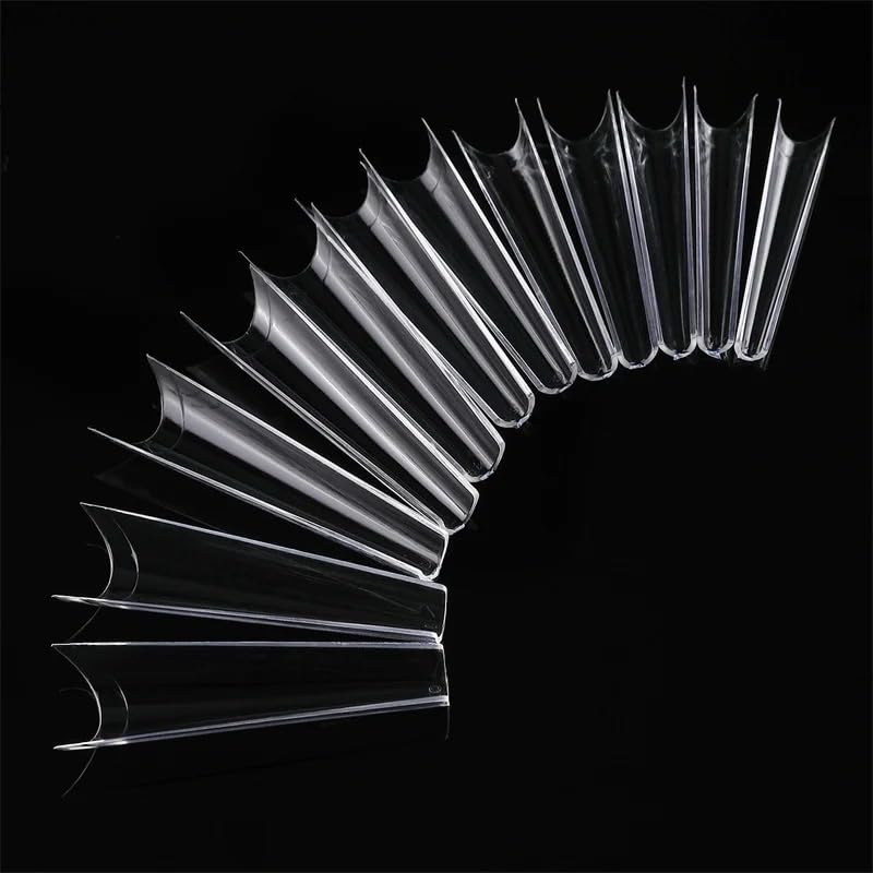 Стифи Типсы | Мягкие Гелевые Типсы C-формы | Прозрачные Акриловые Типсы Искусственные Накладные Типсы с Коробкой Накладные Типсы для Салонов DIY Арт (Средний гроб C-образный T
