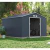 Metal Garden Shed 12.99 M² - 340 X 382 X 210 Cm - NEPTUNE - Anchoring Kit Included, 2 Sliding Doors - Grey