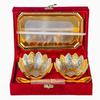 German Silver Brass Round Bowl Set with Tray and Spoon with Royal Royal Luxury Velvet Box Used for Dry Fruit, Sweets and Home Decor