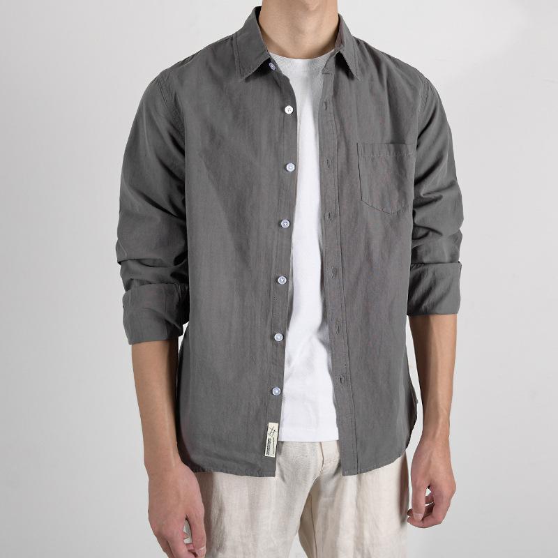 Pure Cotton, Autumn Men's Fashion Business Comfortable Slim British Style Work Casual with Breathable Cotton Long Sleeve Shirt