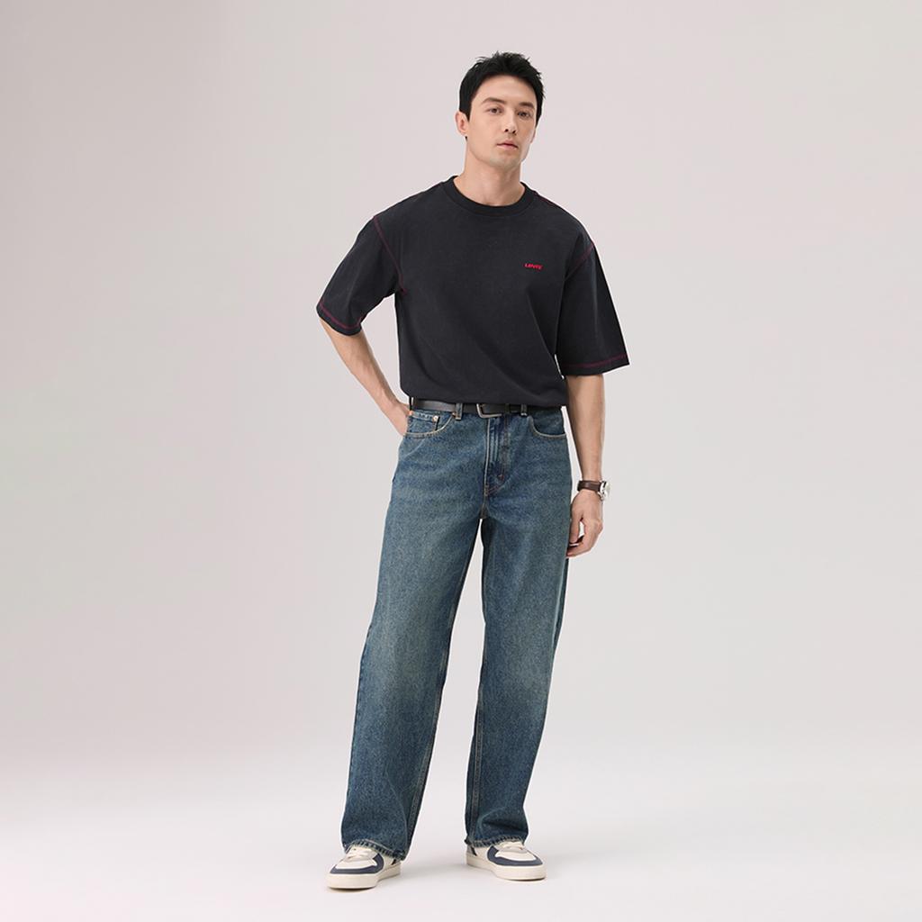 Levis Свободная американская повседневная футболка с коротким рукавом Унисекс топы 006PS-0002