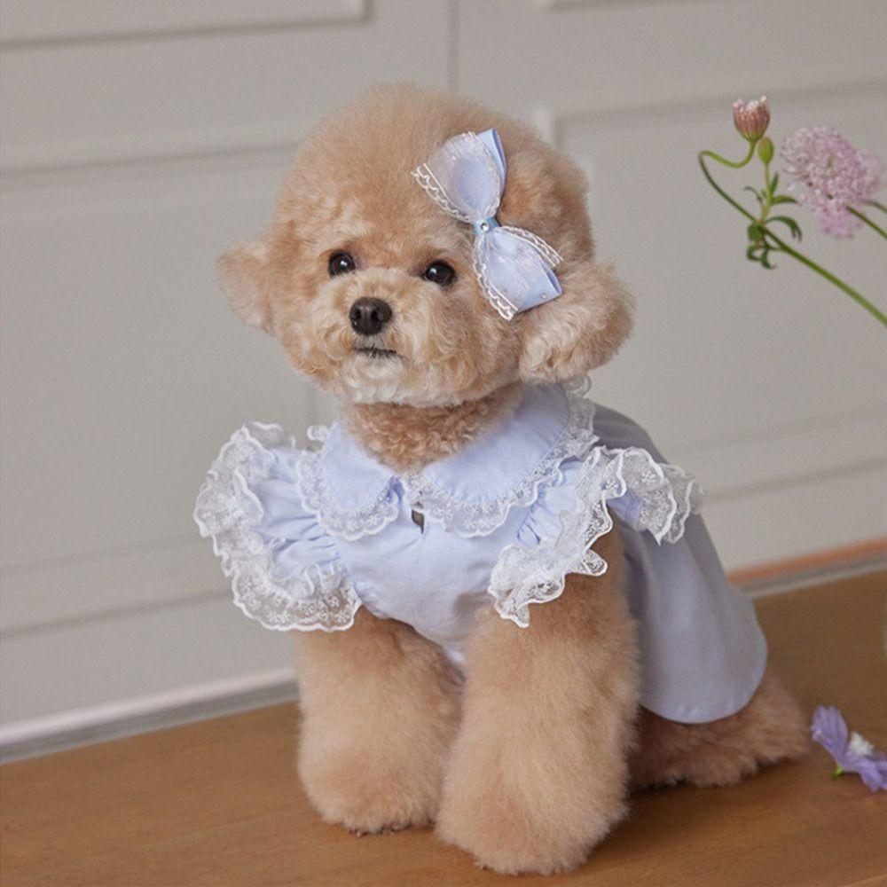 Pet Supplies Lace Ruffle Dog Princess Dress Fashion Breathable Cat Flying Sleeve Skirt Soft Pet Clothes Autumn