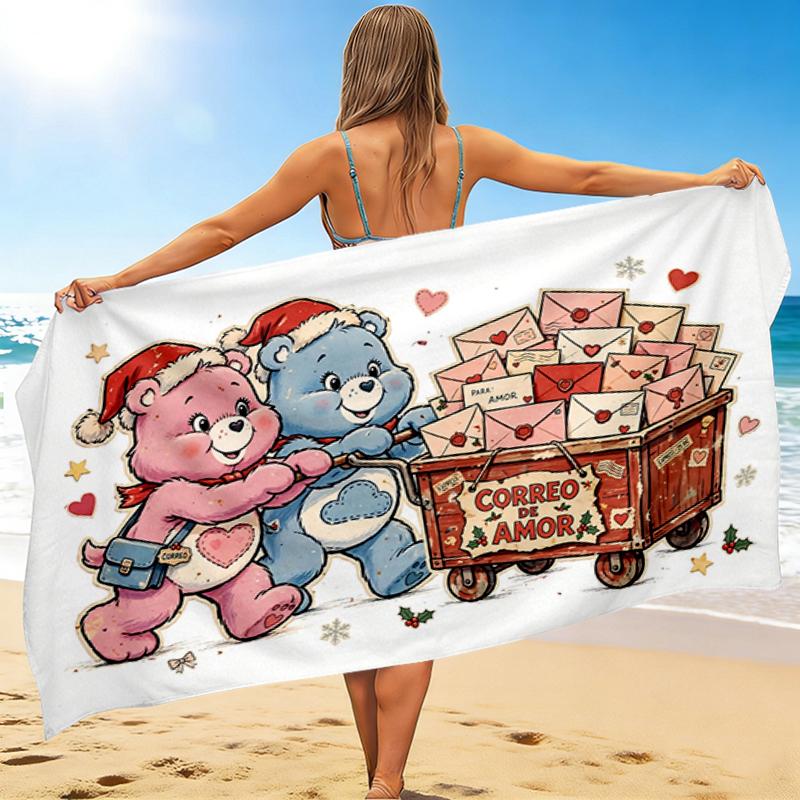1Pc Christmas Bears Presents Beach Towel, Quick Dry, Multi-Use for Beach Pool Gym Yoga Home Travel, Christmas, Halloween, Xmas Gift S13