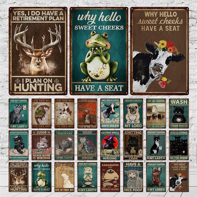 Язык жестов животных, цветная металлическая вывеска, украшение комнаты, настенный плакат для бара, жестяная ретро-ржавая напитка, железное украшение для пива, отеля