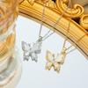 White Shell Micro-inlaid Butterfly Necklace for Women Sweet Trendy Personalized Collarbone Chain