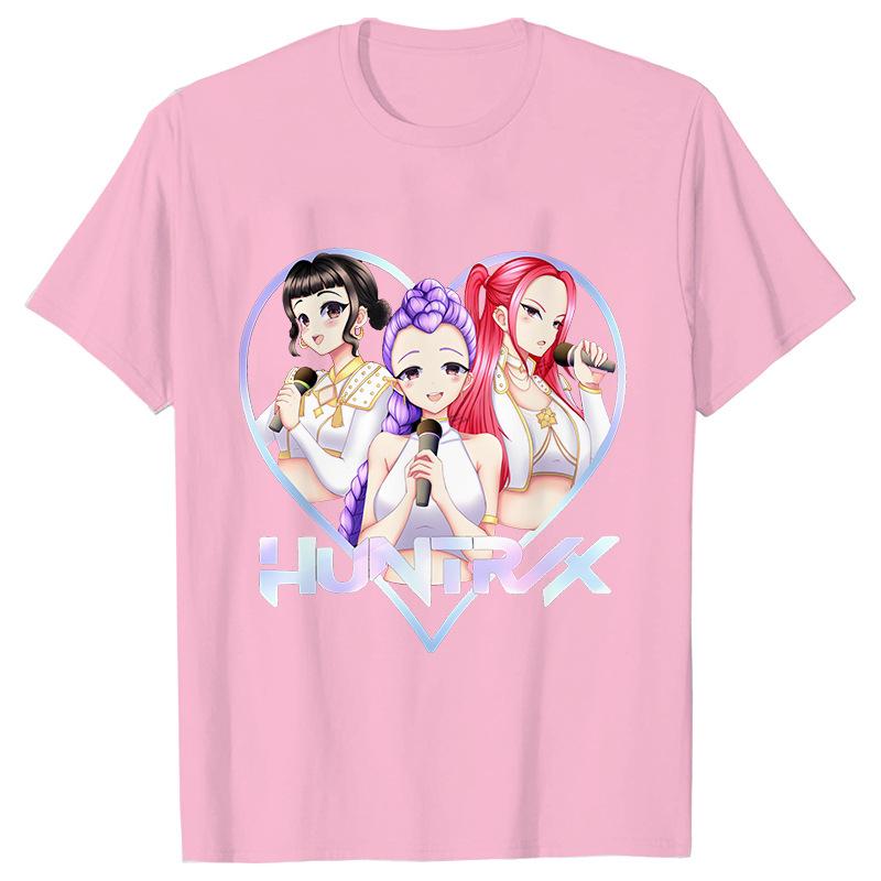 Мультяшная футболка Kpop Demon Hunters для детей Футболки с круглым вырезом 2025 Горячие фильмы Одинаковые футболки Подарки для фанатов Y2K Уличные топы