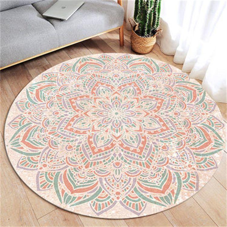 Ethnic Style Circular Carpet Bedroom Minimalist Computer Chair Circular Pad Dressing Table Bedside Dirt Resistant