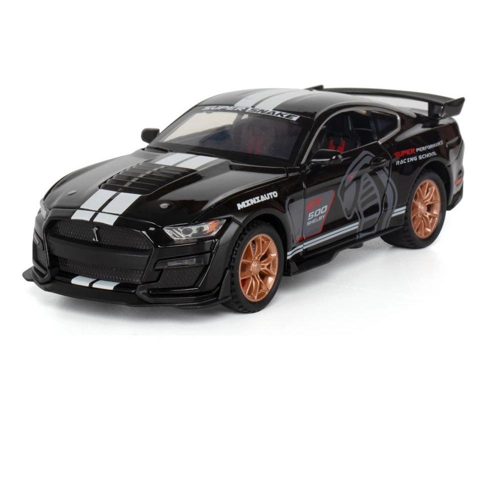 Игрушечная машинка Ford Shelby GT500 1/32 для детей, литая металлическая миниатюрная модель, инерционная, со звуком и светом, коллекционный подарок для мальчиков