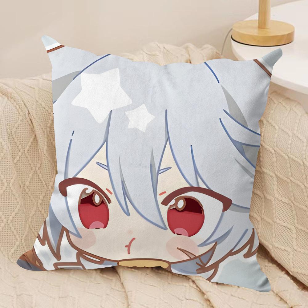 Razor Cute Cute Genshin Impact Cushion Cover Silky Short Plush Invisible Zipper Dustproof Sofa Pillow Case For Home Decor