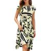 Women's Casual  Loose Print Pleated Waistband Dress Print Pleated Waistband Dress
