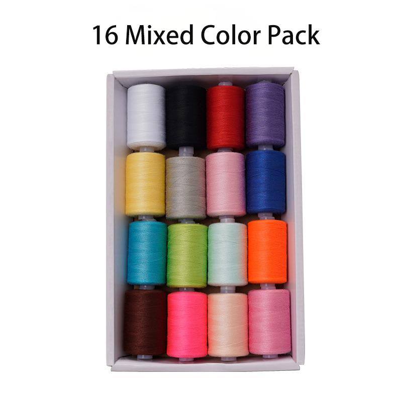 16 цветов, комбинированная нить для ручного шитья, цвет 1000 ярдов, нитки для швейной машины, набор ниток DIY 402 из полиэстера