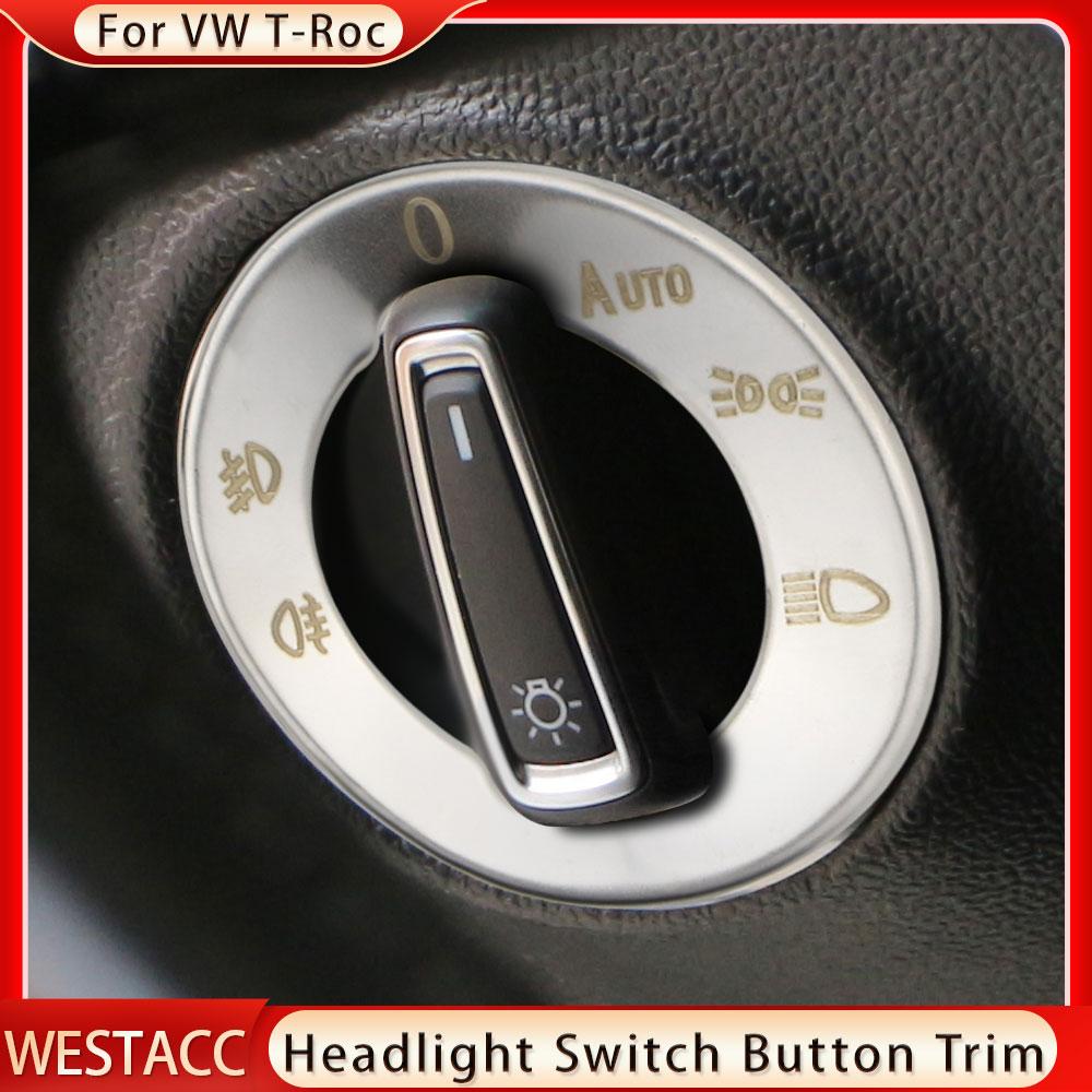 Нержавеющая сталь, кнопка переключения фар, панель, рамка, наклейка, накладка для Volkswagen VW T-roc Troc 2017-2023