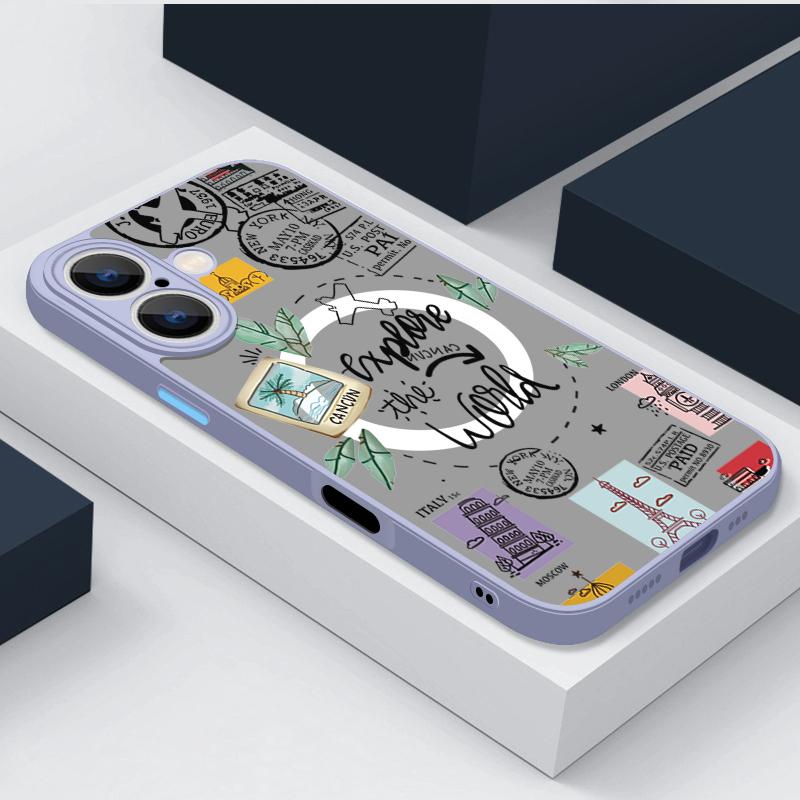 Чехол для телефона с узором "Мир путешествий" для iPhone 17 16e 15 16 Pro Max 14 13 12 Pro Air 11 Магнитный для Magsafe Беспроводная зарядка Чехол