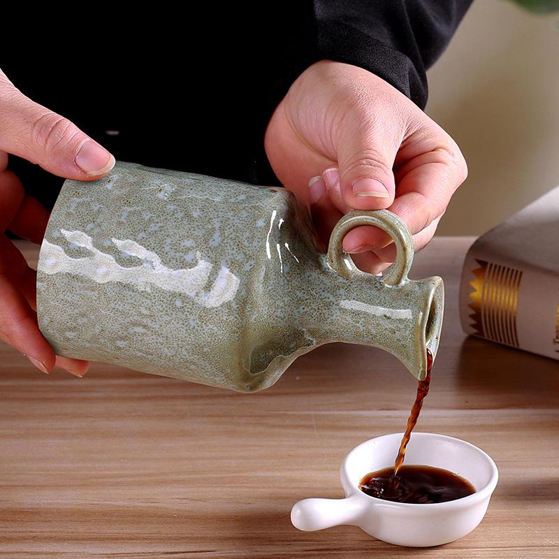 Кухонный горшок для масла в европейском стиле, бытовой горшок для соуса и уксуса, керамическая бутылка для масла с текстурой ручной лепки, крышка, герметичная