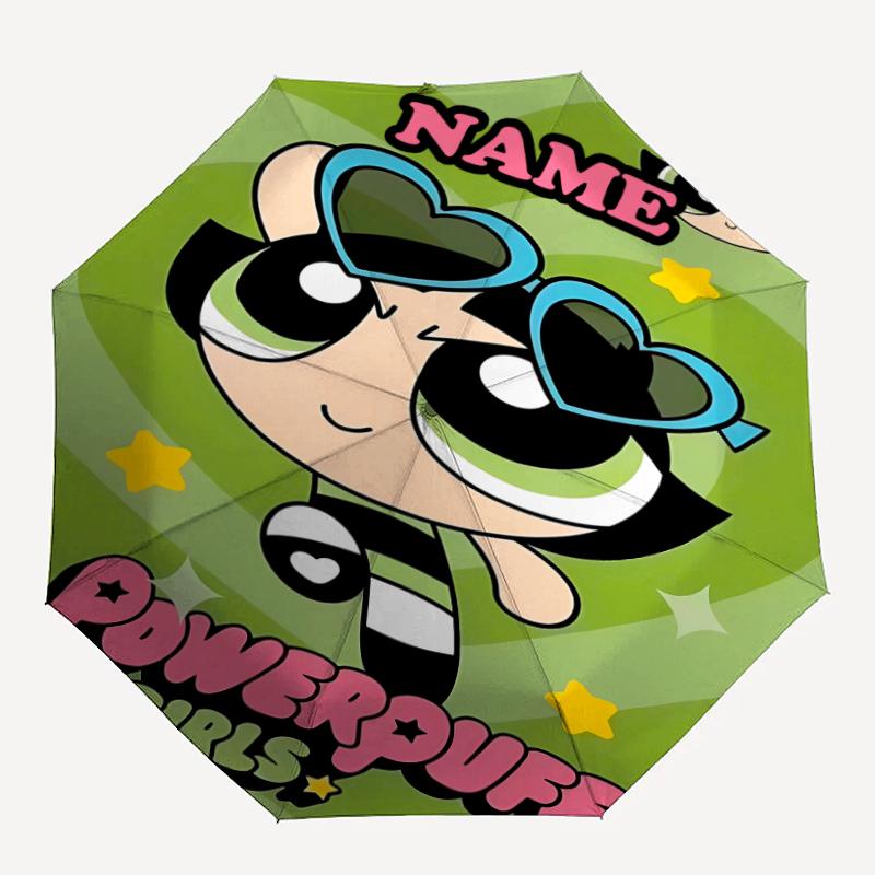 Personalized Name The Powerpuff Girls Print Umbrella - Automatic Open/Close, Eight-Rib Durable Frame, Automatic Folding Umbrella