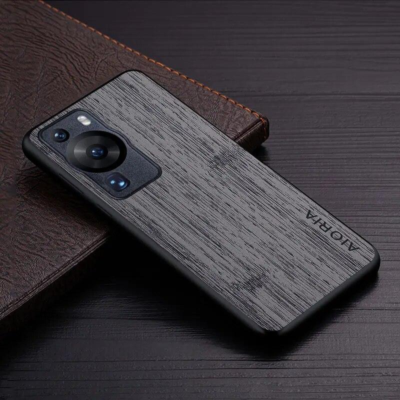 Case for Huawei P60 Pro P60 Funda Bamboo Wood Pattern Leather Phone Cover Luxury Coque for Huawei P60 Pro Case Capa
