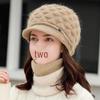 Women's Short-Brim Knitted Winter Hat - Velvet-Lined, Versatile, Warm Wool Design for Middle-Aged and Elderly