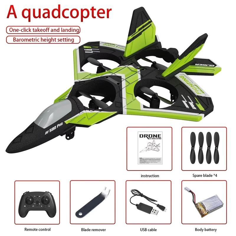 New RC Quadcopter Foam Aircraft with LED Light 2.4G Radio Control Glider Remote Control Fighter Boy Toy Children Gift Fall Resistant with Light