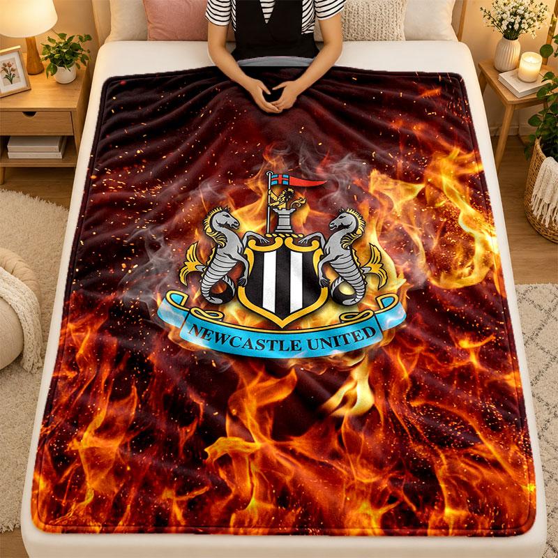 Flannel BlanketNewcastle United Football Warm Soft Throw Blanket for Indoor Sofa Bed Living Room Use