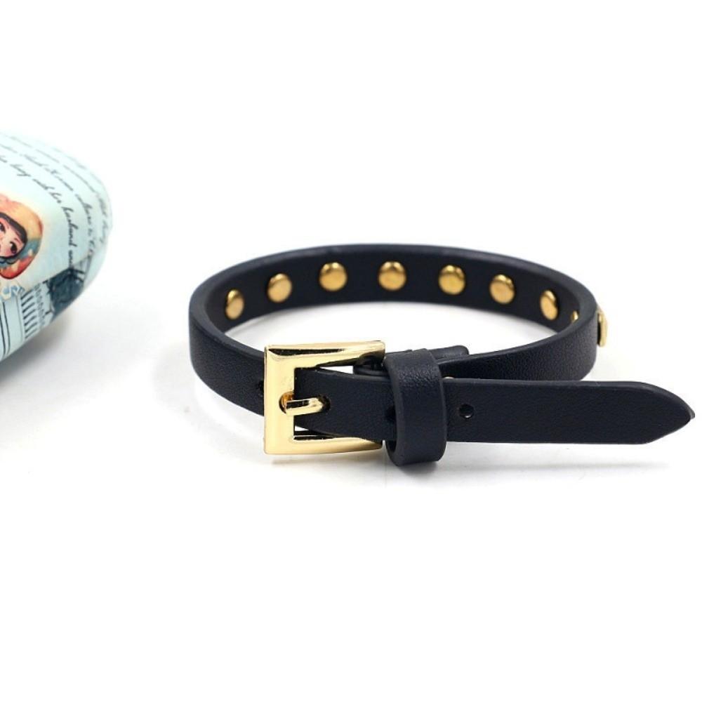 PU Leather Studded Bangle 5 Color Options Leather Bracelets Single Ring Bracelet Party Jewelry