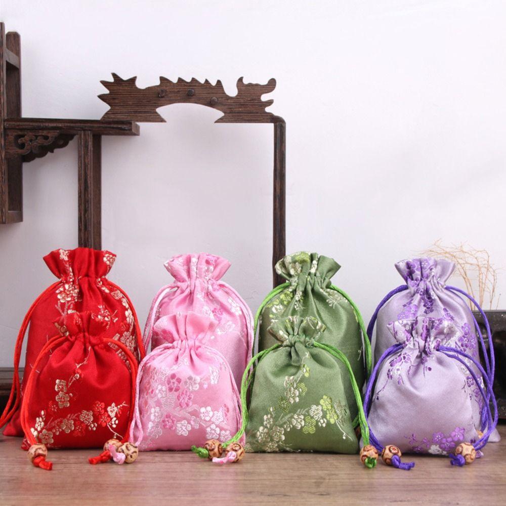 Flower Women Sachet Embroidered Jewelry Packaging Bag Smooth Storage Bag Birthday