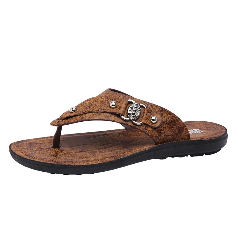 High Quality Men 2024New Casual Leather Sandals Outdoor Antiskid Beach Shoes Men's Trend Summer Wear Slippers Fashion Flip Flops