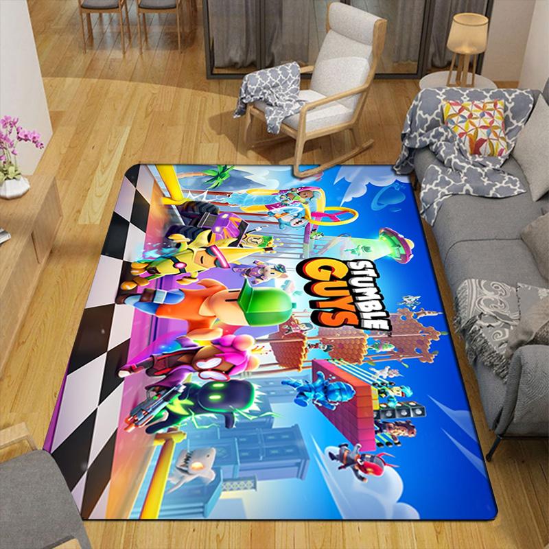 Stumble Guys theme pattern Rug Floor Mat for Living Room or Bedroom Soft and Comfortable Carpet a Gift for Birthday and Holiday.