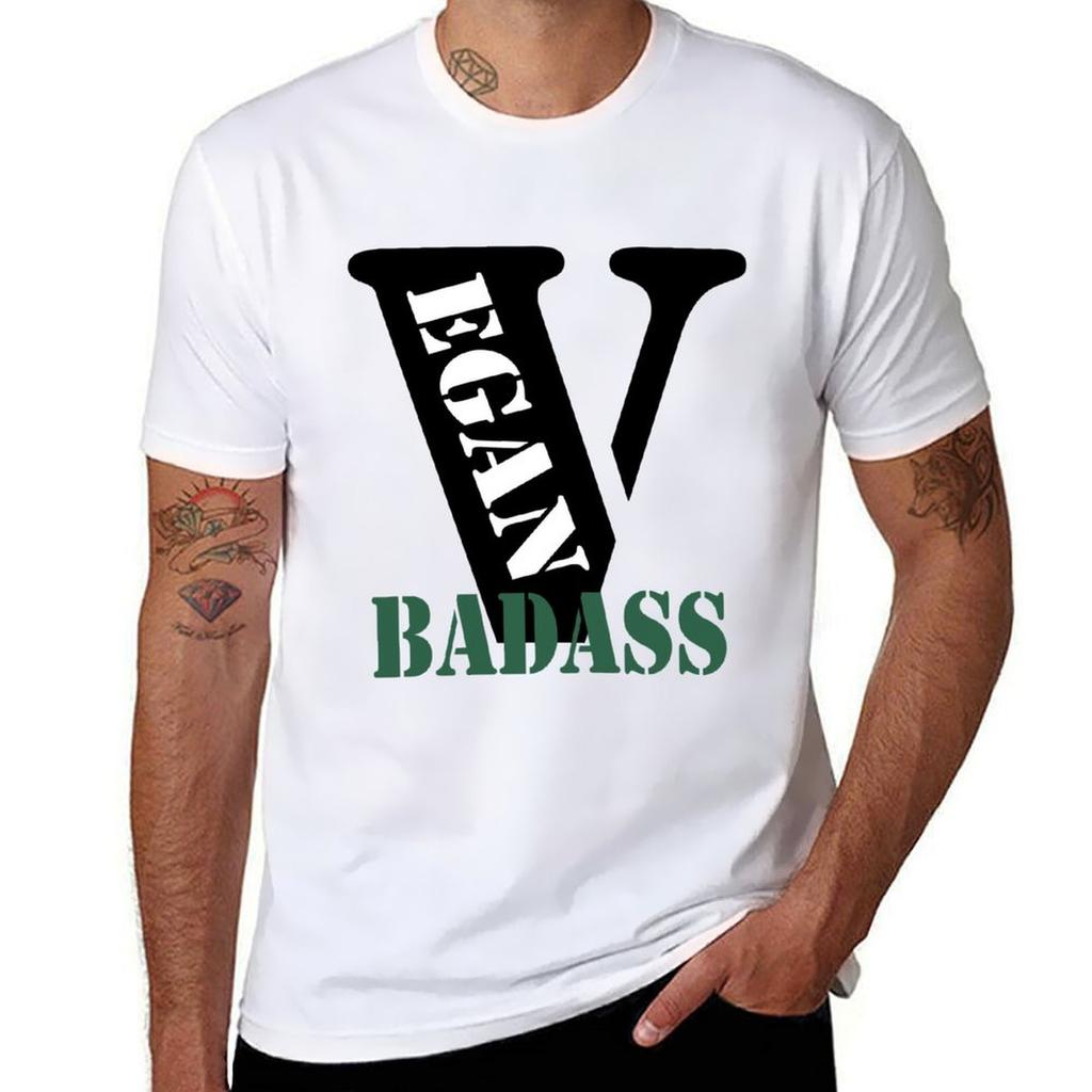 VEGAN BADASS TShirt Basic Solid Color Short Sleeve TShirt