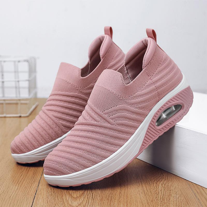 Fashion Women Walking Shoes Air Cushion Non Slip Orthopedic Shoes Ladies Platform Mules Breathable Wedge Female Sneakers 2025 Size 42